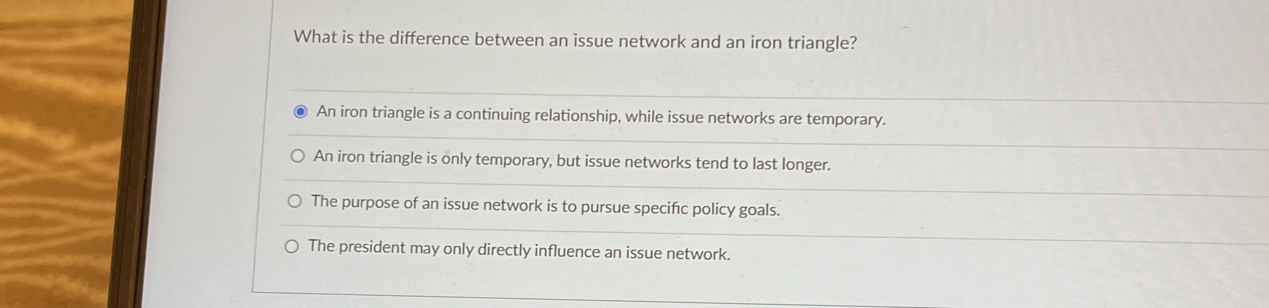  What is the difference between an issue network and an iron
