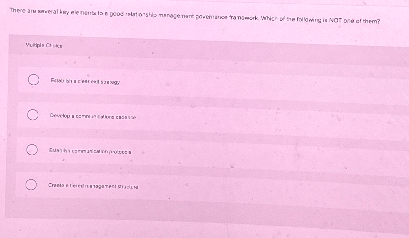  There are several key elements to a good relationship management governance