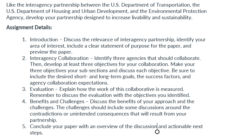  Like the interagency partnership between the U.S. Department of Transportation, the