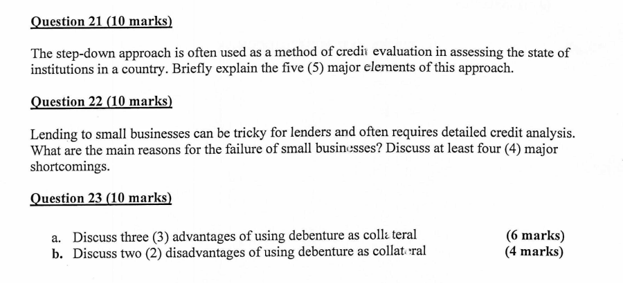  Question 21(10 marks) The step-down approach is often used as a