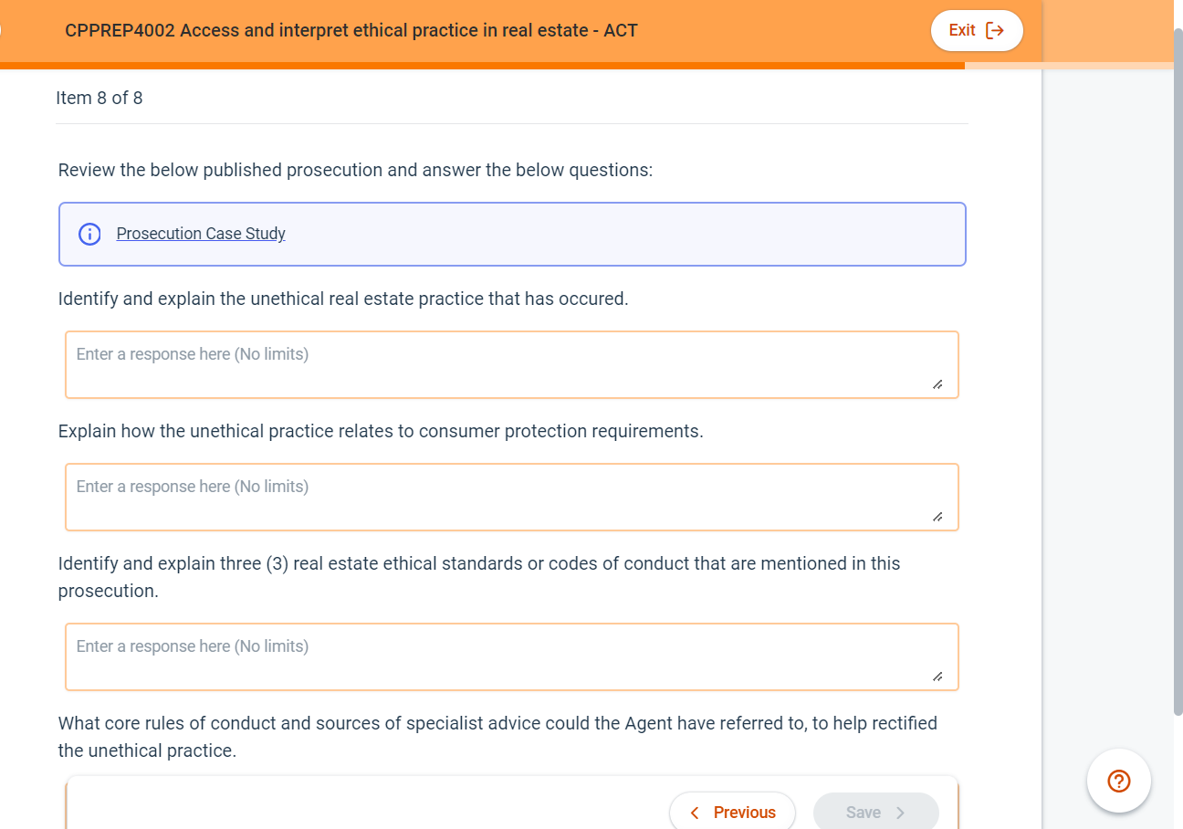 this is real estate subject name "access and interpret ethical practice in