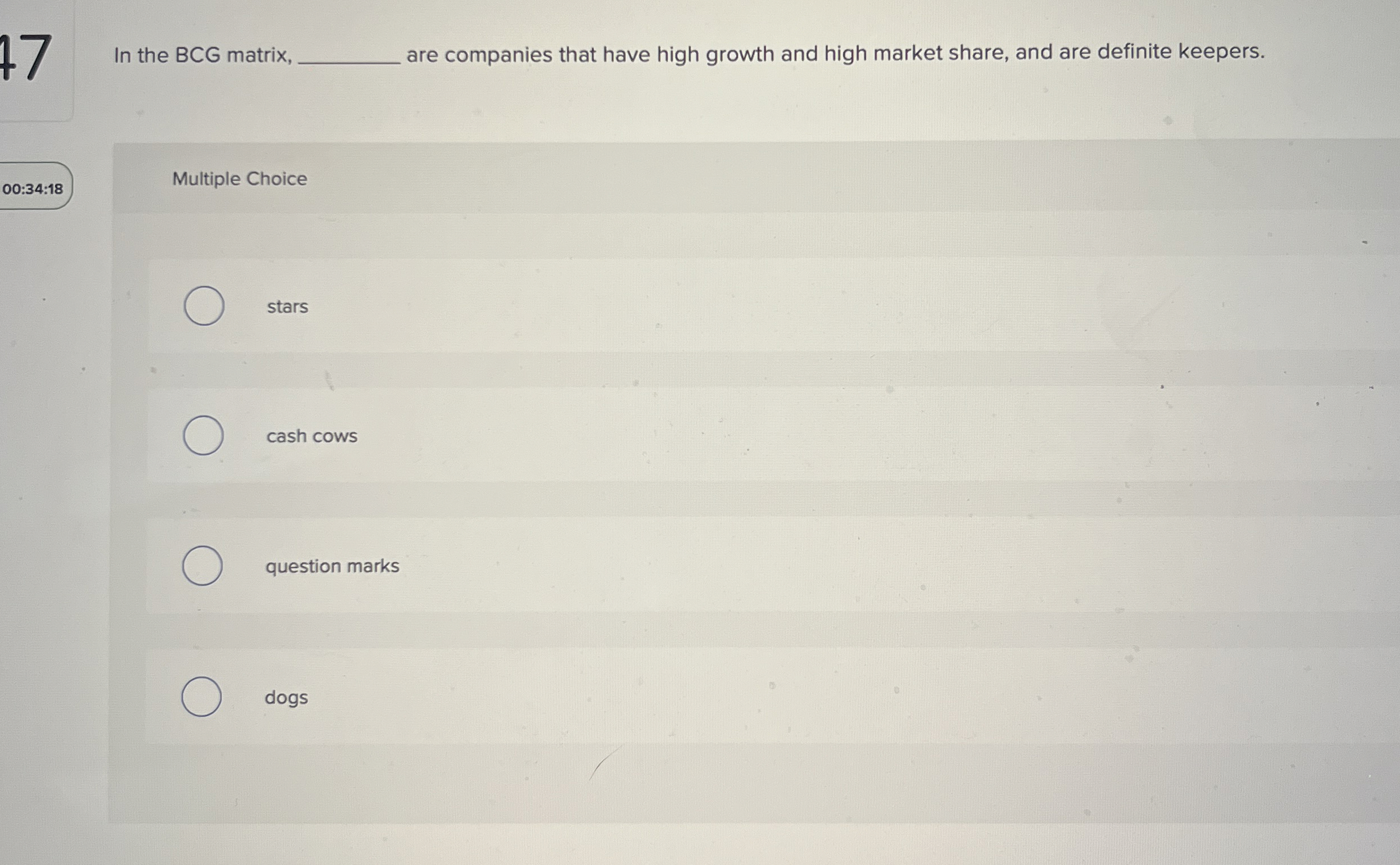  can be another term used for a goal. Multiple Choice Objective