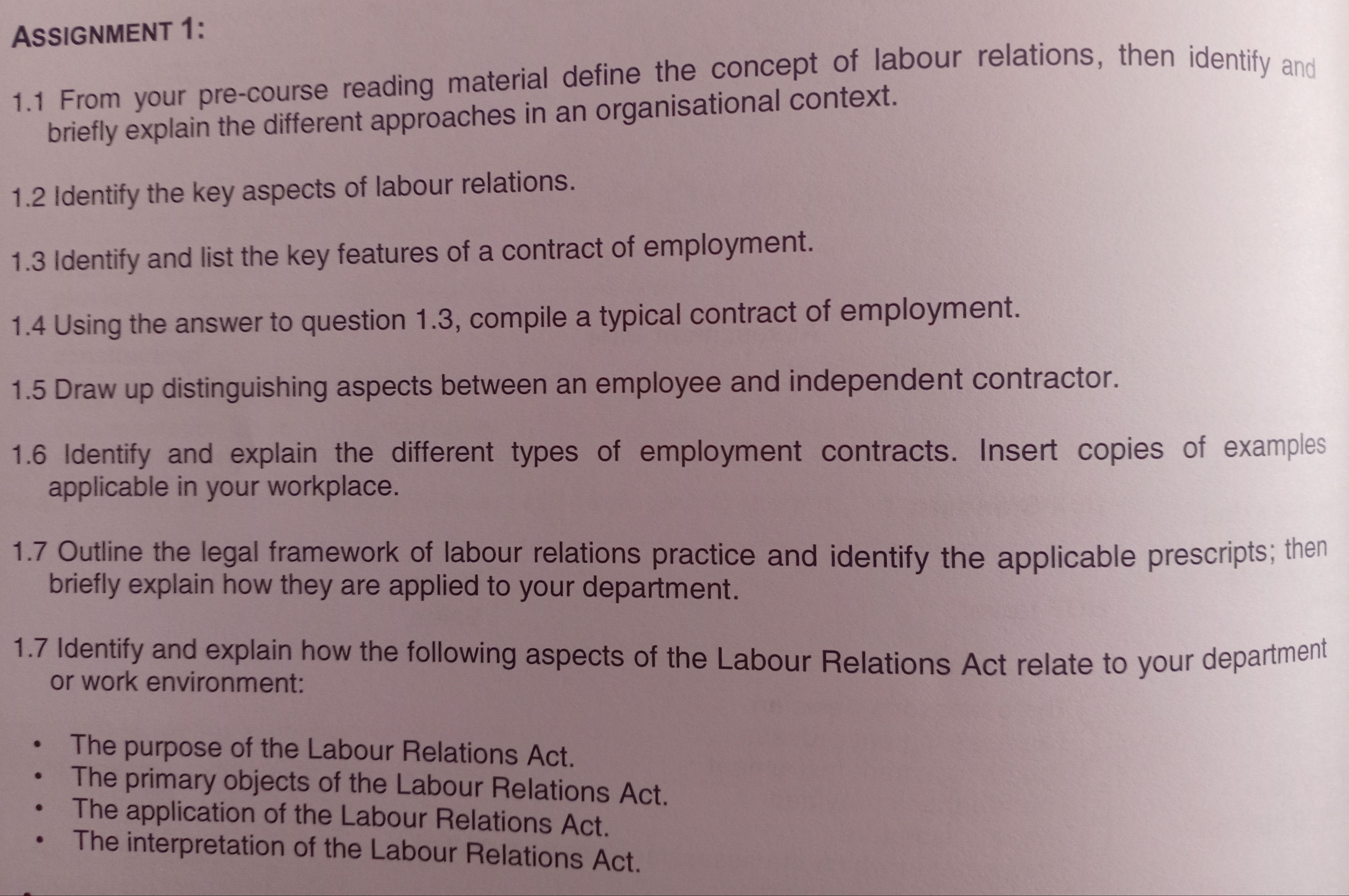  AsSIGNMENT 1: 1.1 From your pre-course reading material define the concept