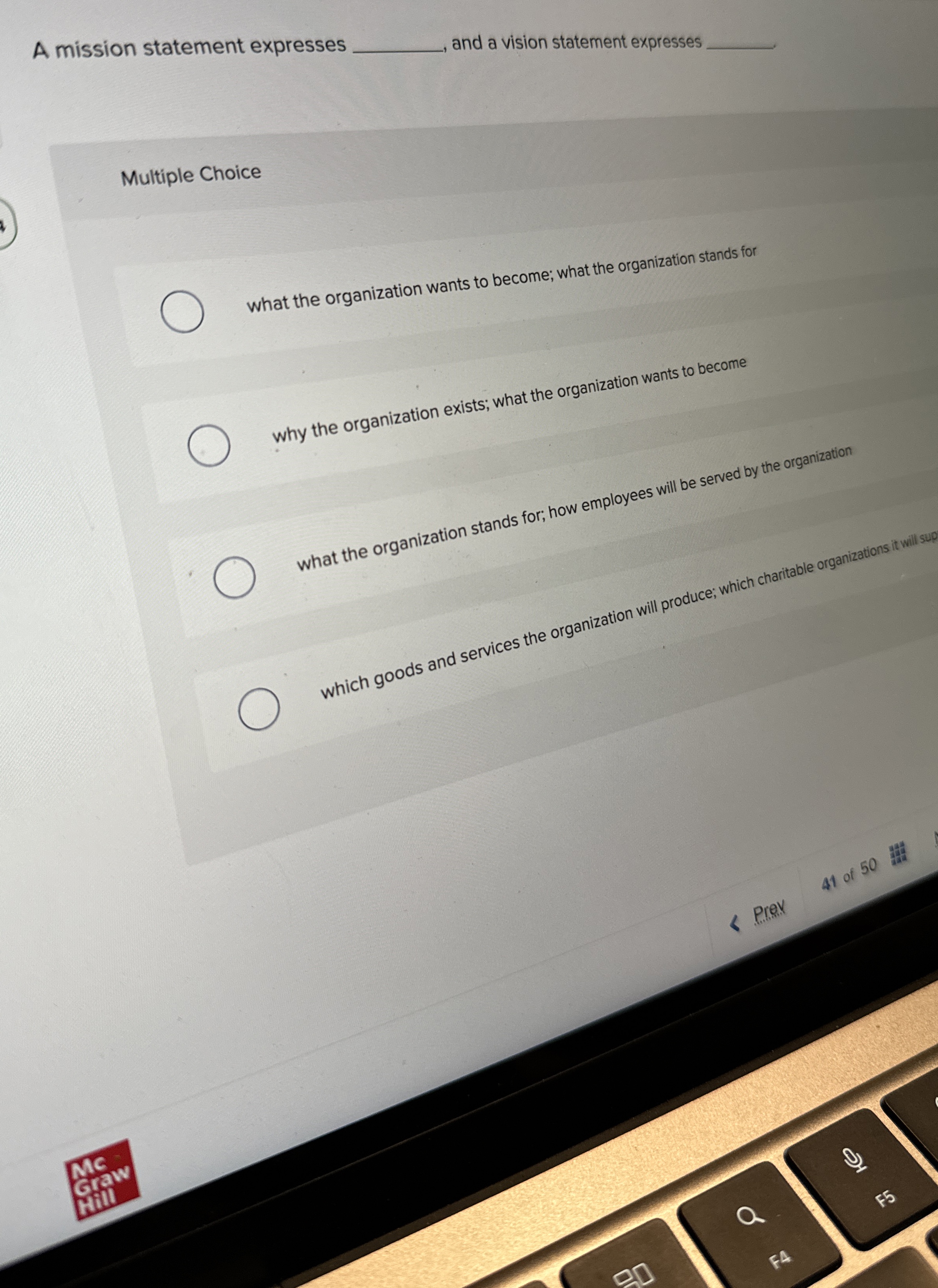  A mission statement expresses and a vision statement expresses q, Multiple