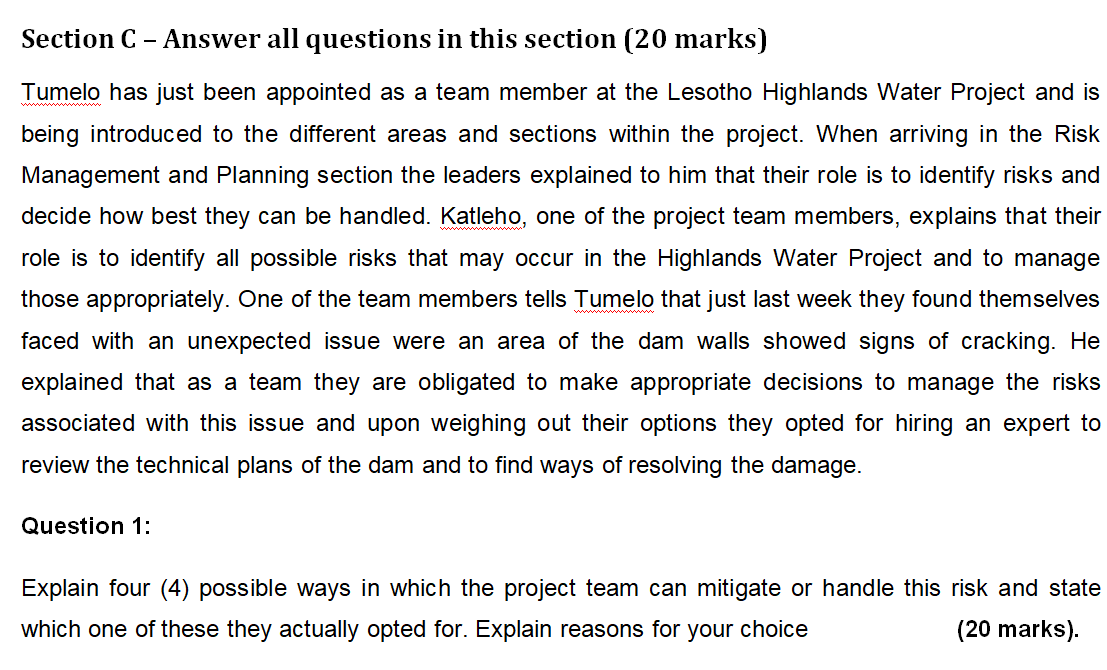  Section C - Answer all questions in this section (20 marks)