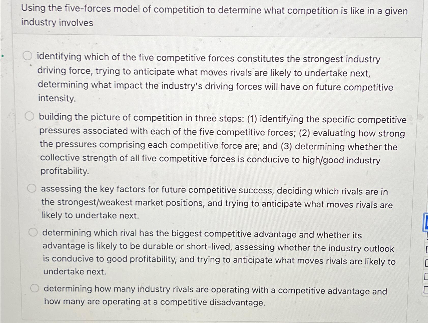  Using the five-forces model of competition to determine what competition is