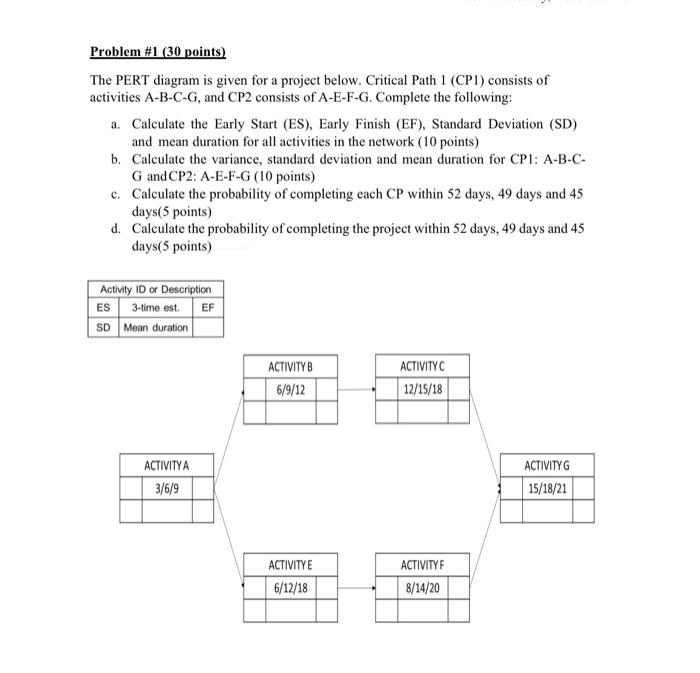 i need help to answer this question Problem \#1 (30 points) The