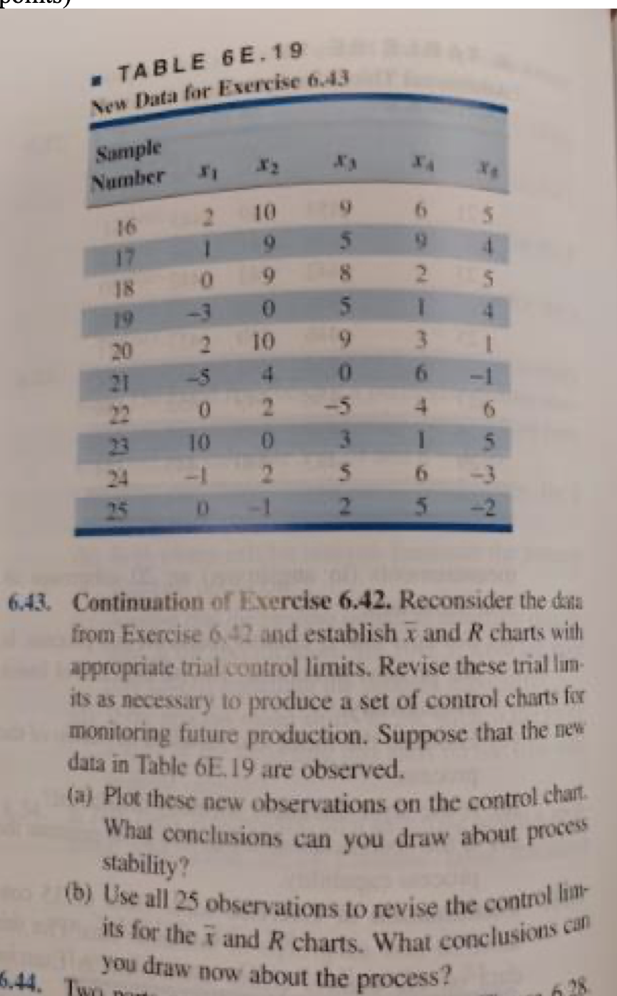  TABLE 6 E.19 New Data for Exercise 6.43 6.43. Continuation of