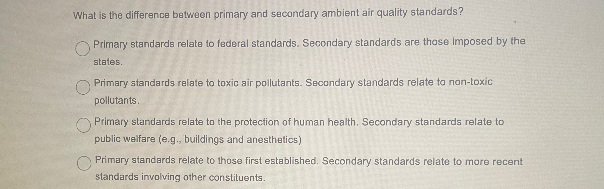  What is the difference between primary and secondary ambient air quality