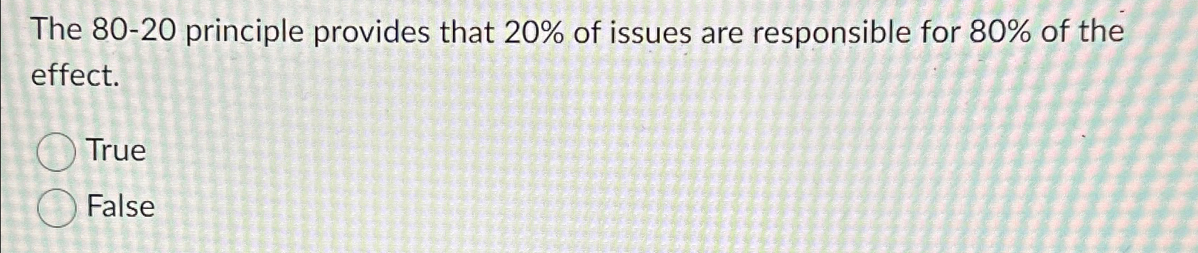  The 80-20 principle provides that 20% of issues are responsible for