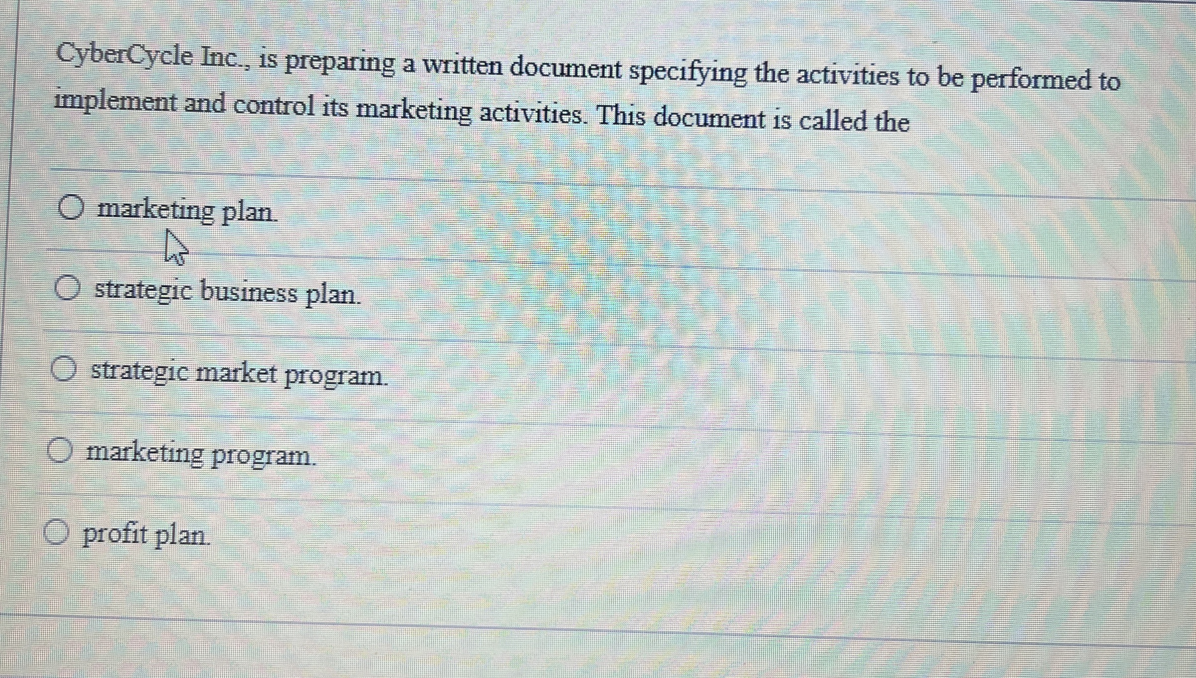  CyberCycle Inc., is preparing a written document specifying the activities to