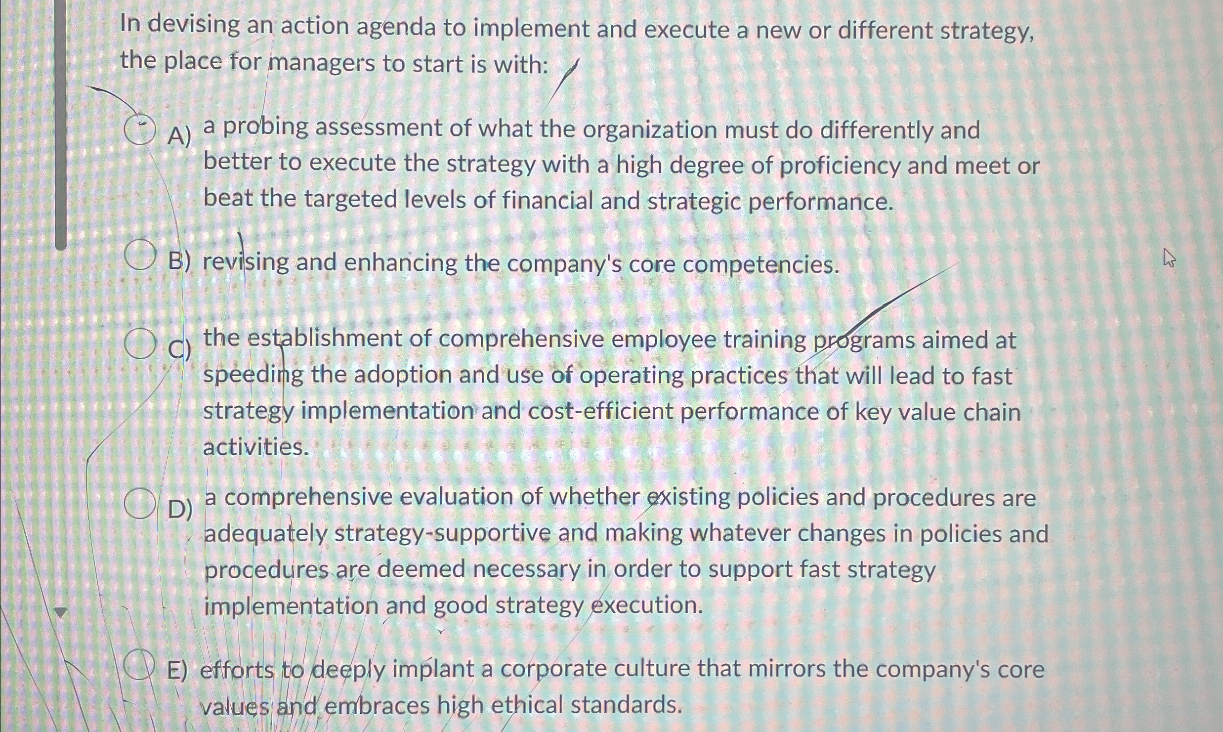  In devising an action agenda to implement and execute a new