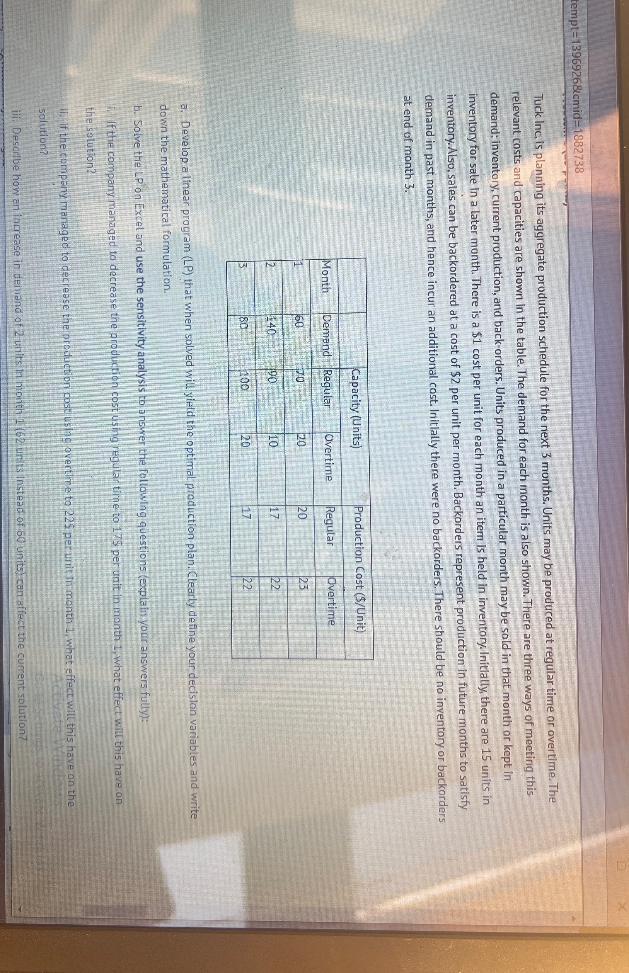  tempt =13969268cmid=1882738 Tuck Inc. is planning its aggregate production schedule for