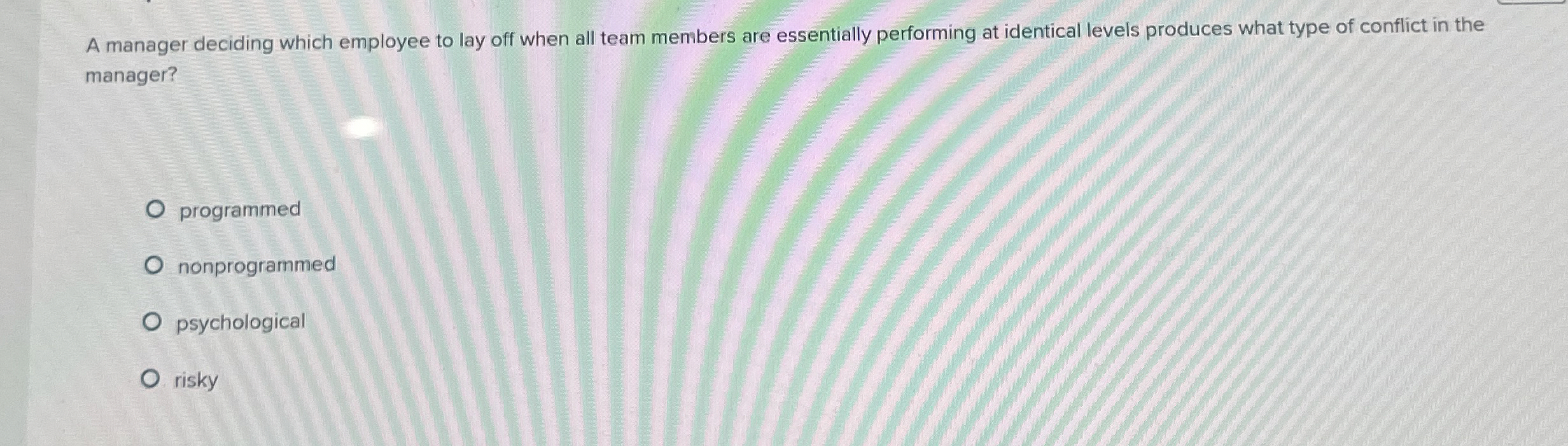  A manager deciding which employee to lay off when all team