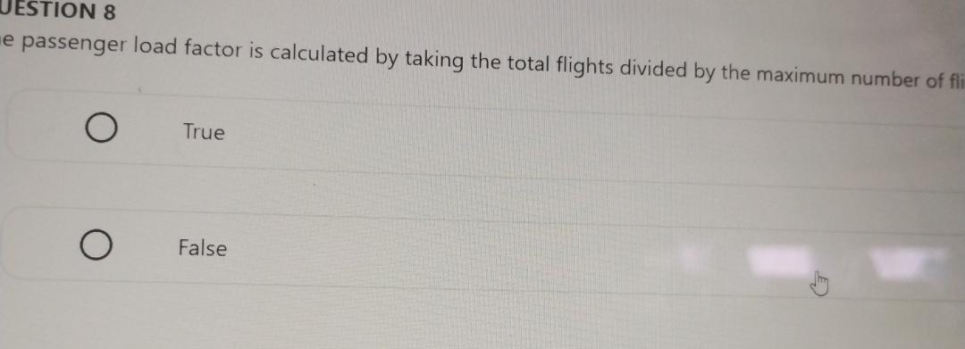  UESTION 8 e passenger load factor is calculated by taking the