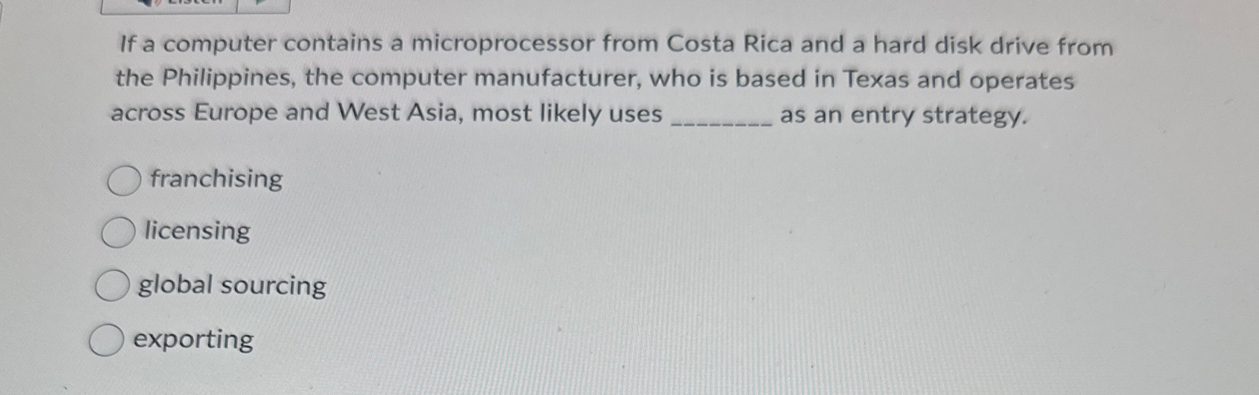  If a computer contains a microprocessor from Costa Rica and a