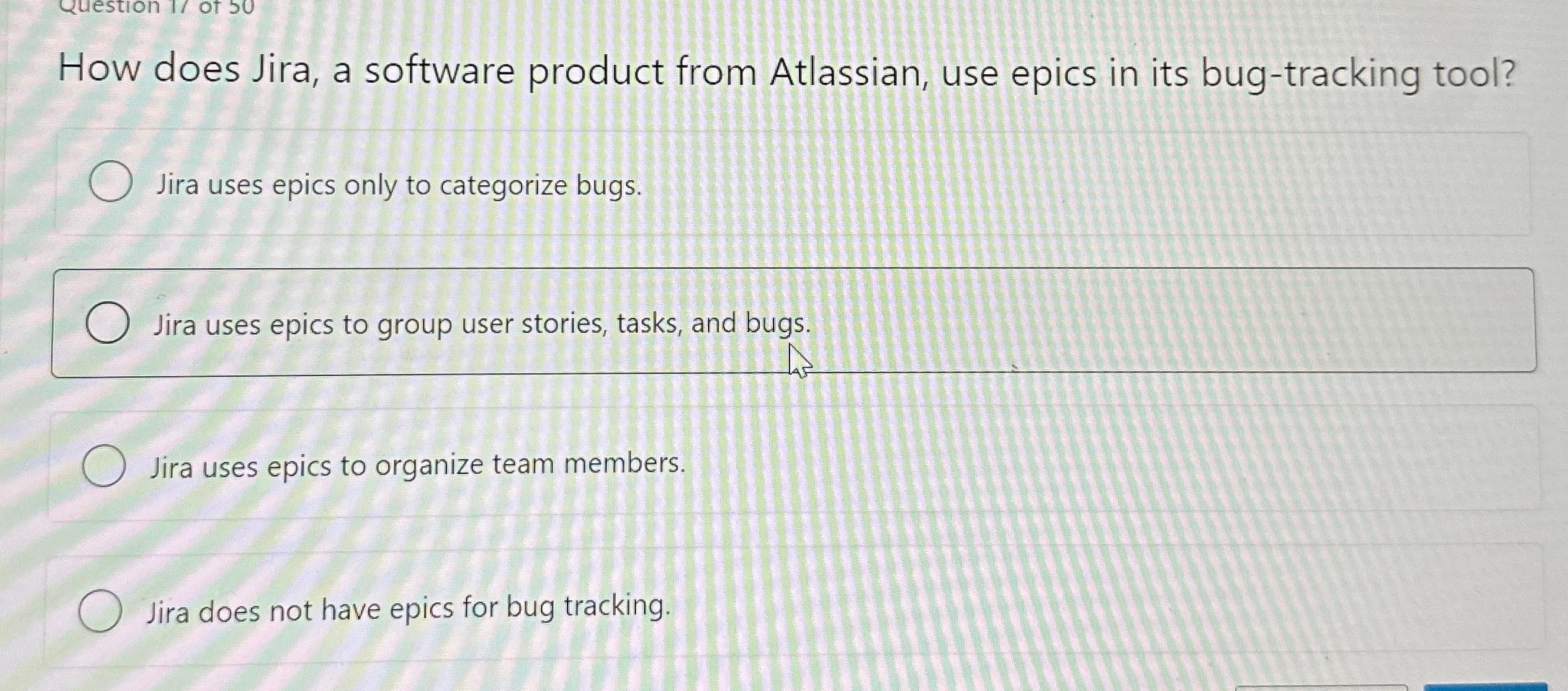  How does Jira, a software product from Atlassian, use epics in