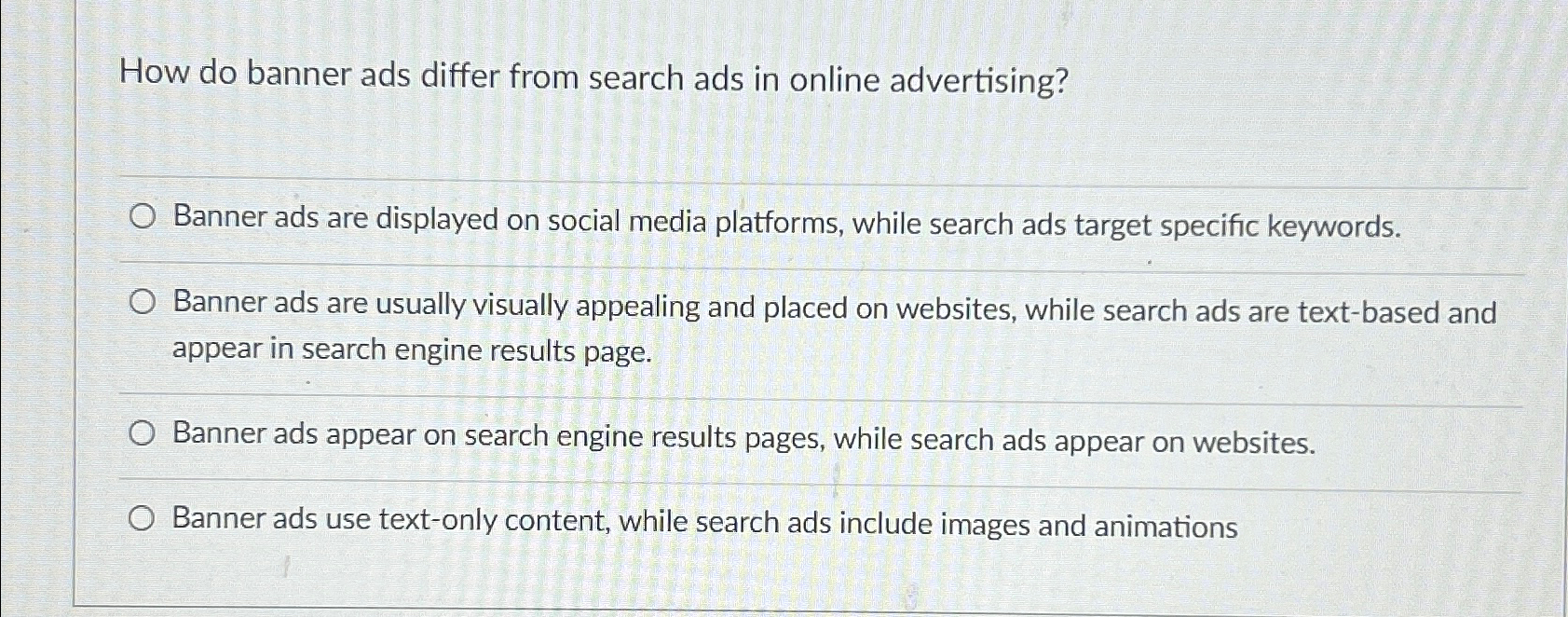  How do banner ads differ from search ads in online advertising?