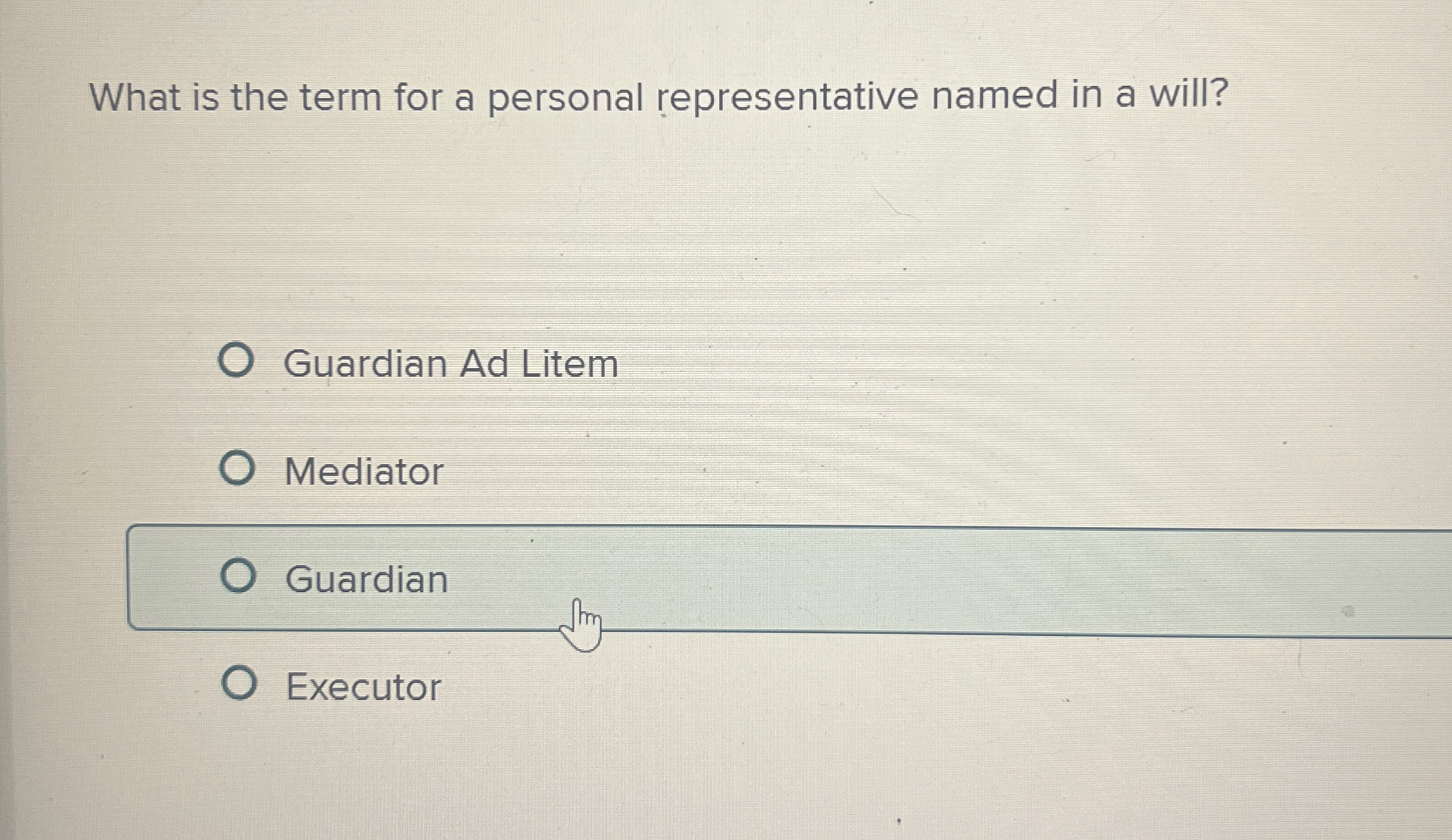  What is the term for a personal representative named in a