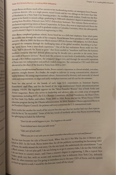  Case 12.2 Ursula Burns - Leading With Influence - Question 3