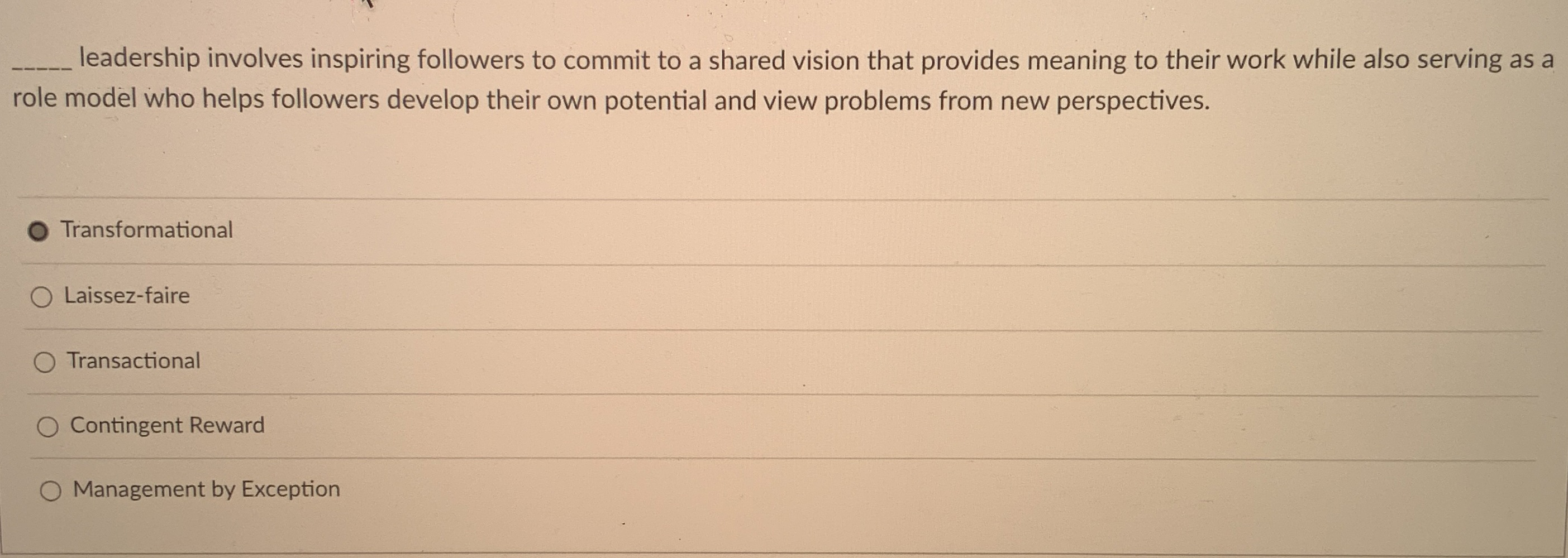  leadership involves inspiring followers to commit to a shared vision that