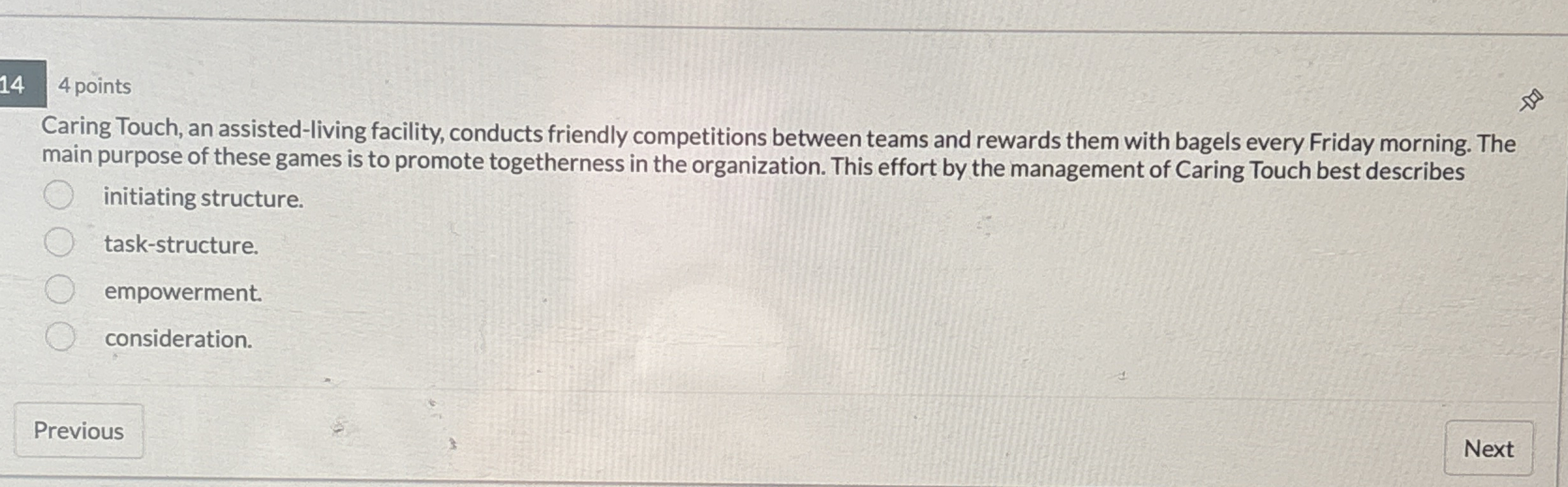  4 points Caring Touch, an assisted-living facility, conducts friendly competitions between