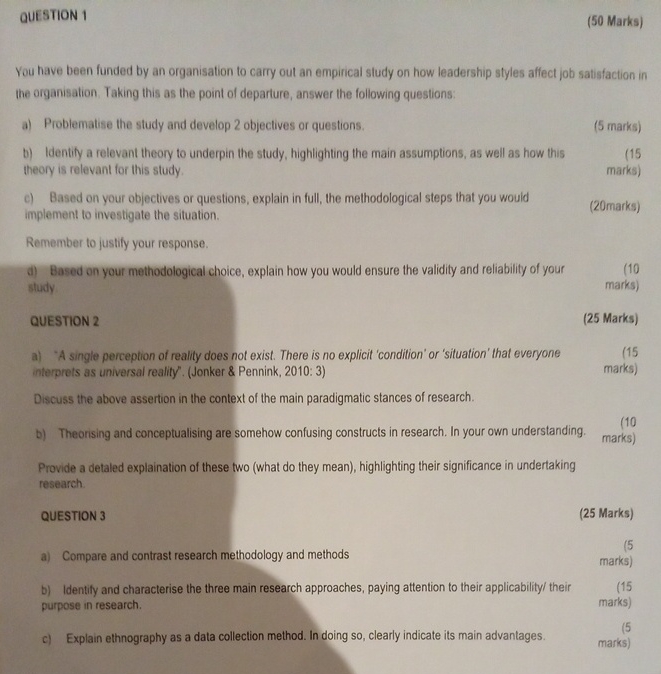  QuESTION 1 (50 Marks) You have been funded by an organisation