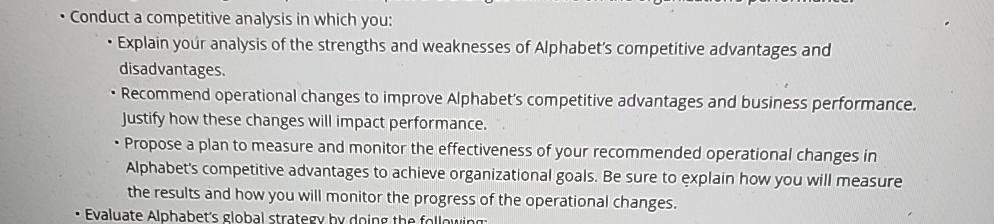  Conduct a competitive analysis in which you: Explain yor analysis of
