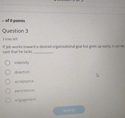  -- of 0 points Question 3 3 tries left If Jeb