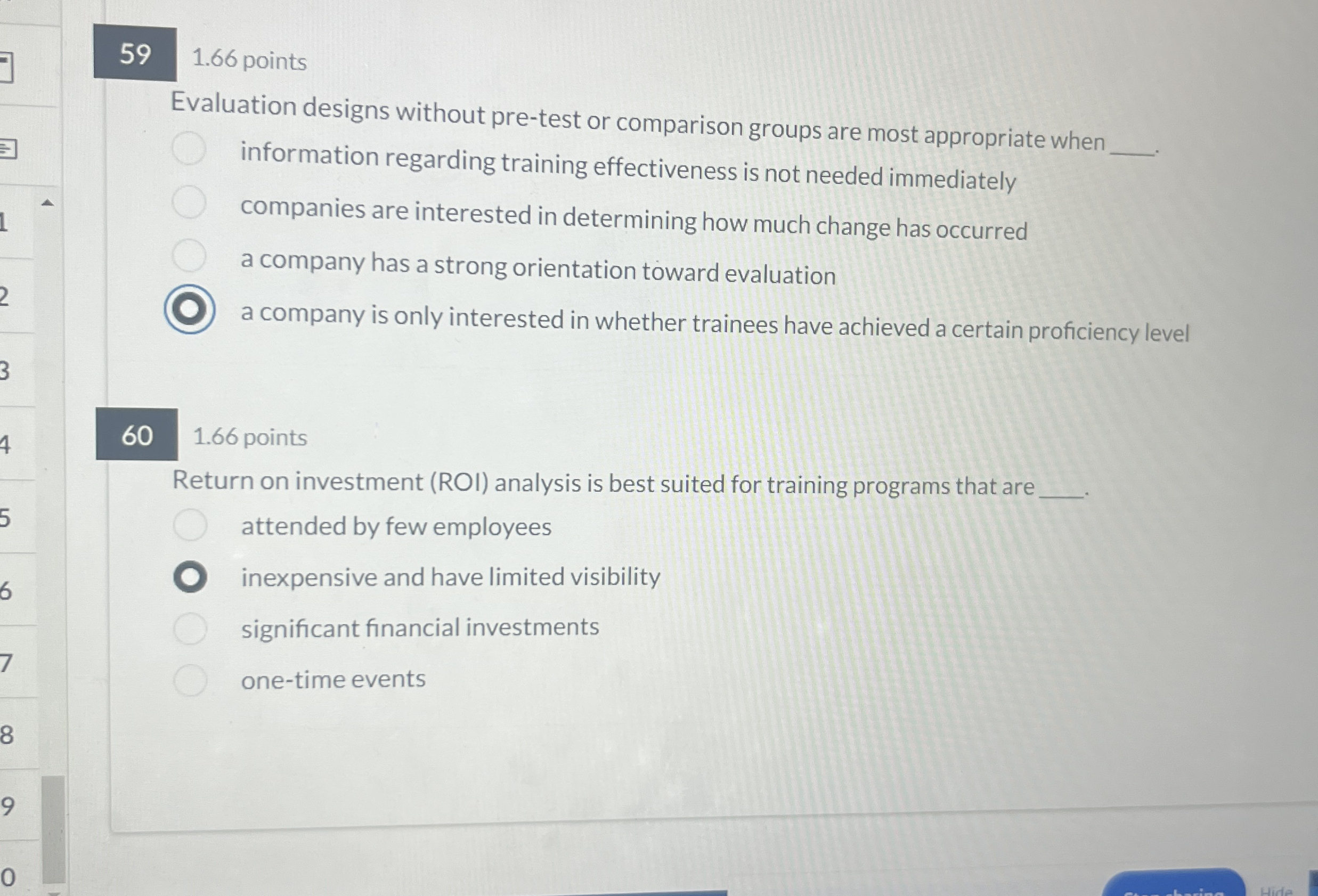  59 1.66 points Evaluation designs without pre-test or comparison groups are