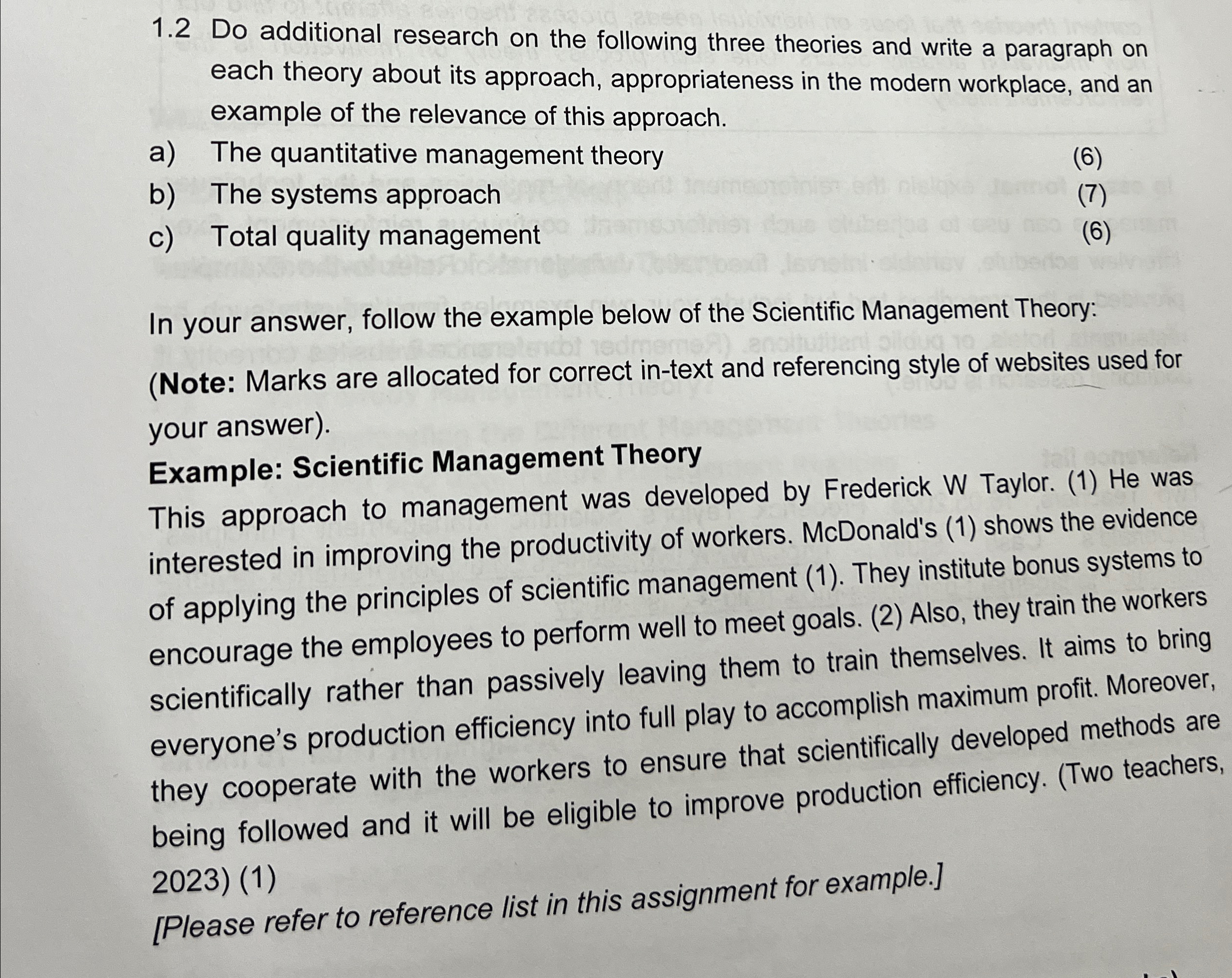  1.2 Do additional research on the following three theories and write