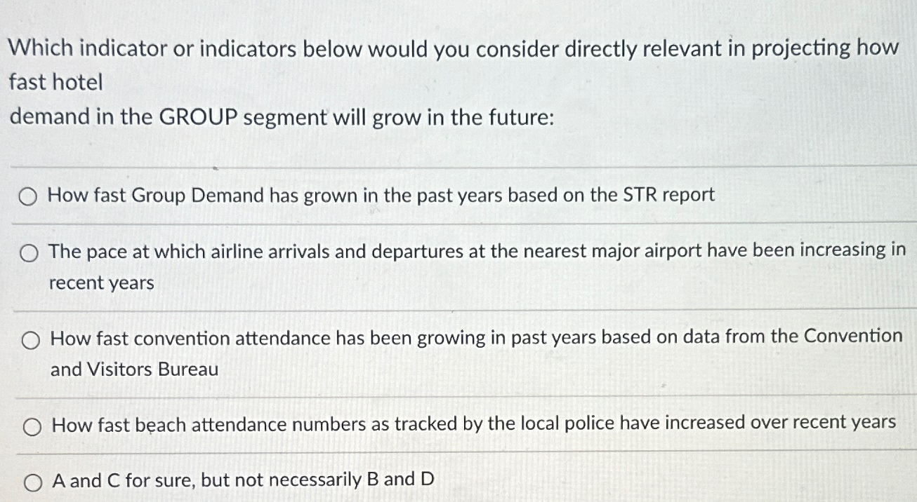  Which indicator or indicators below would you consider directly relevant in