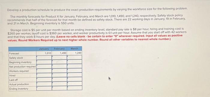 please help. thank you! Develop a production schedule to produce the exact