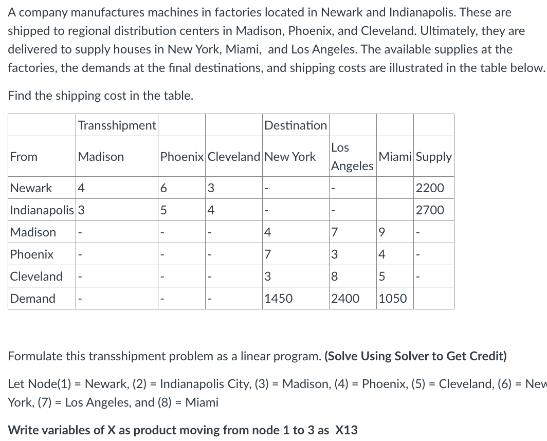 Questions: 1. Write the objective function and the constraints for this