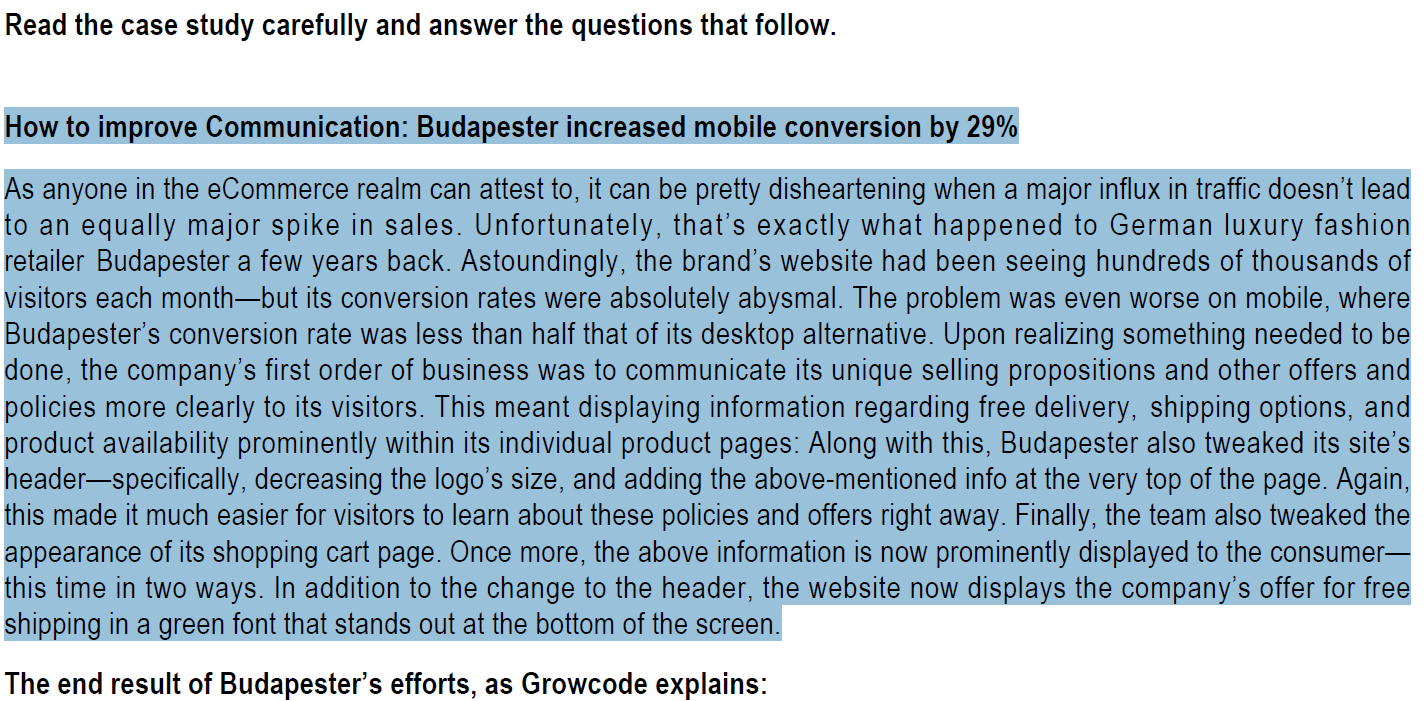 Read the case study carefully and answer the questions that follow.