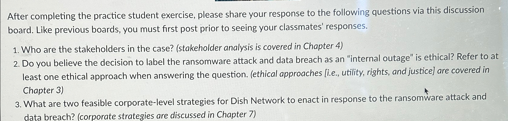  After completing the practice student exercise, please share your response to