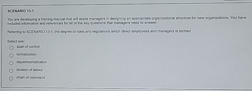  SCENARIO 13-1 You are developing a training manual that will assist