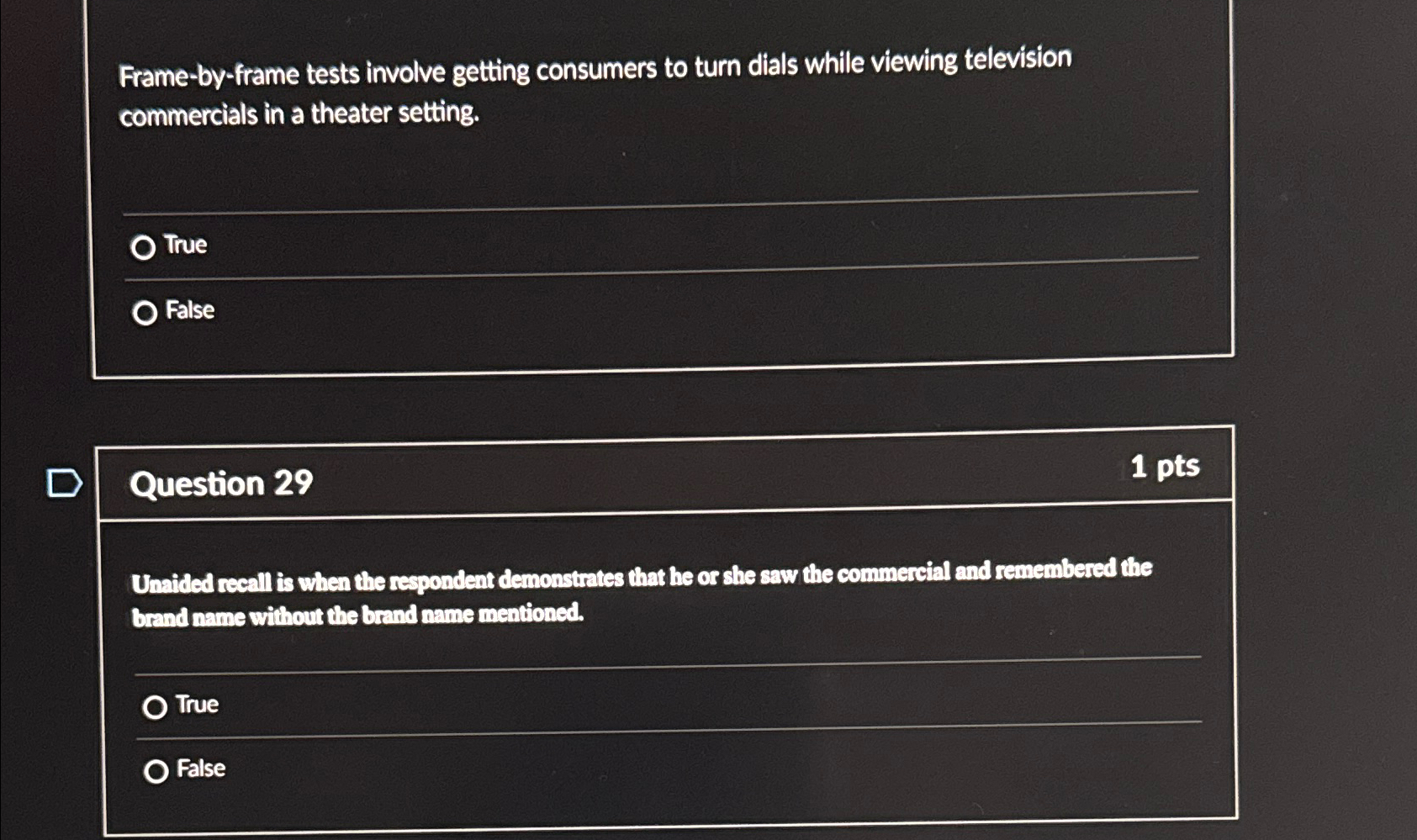  Frame-by-frame tests involve getting consumers to turn dials while viewing television