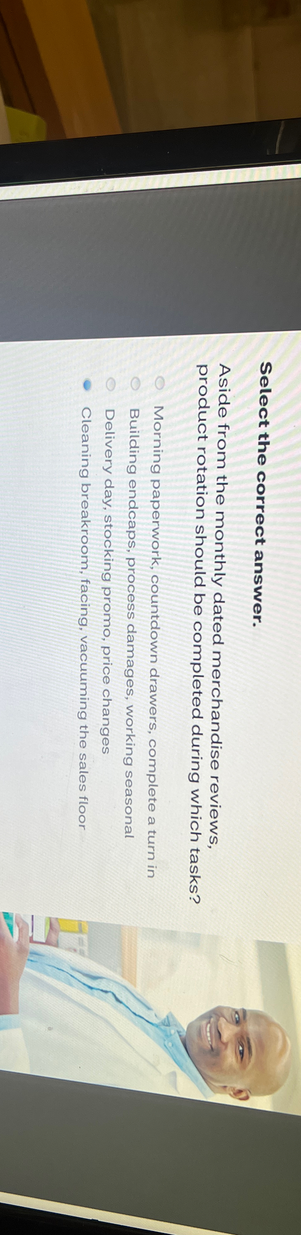  Select the correct answer. Aside from the monthly dated merchandise reviews,