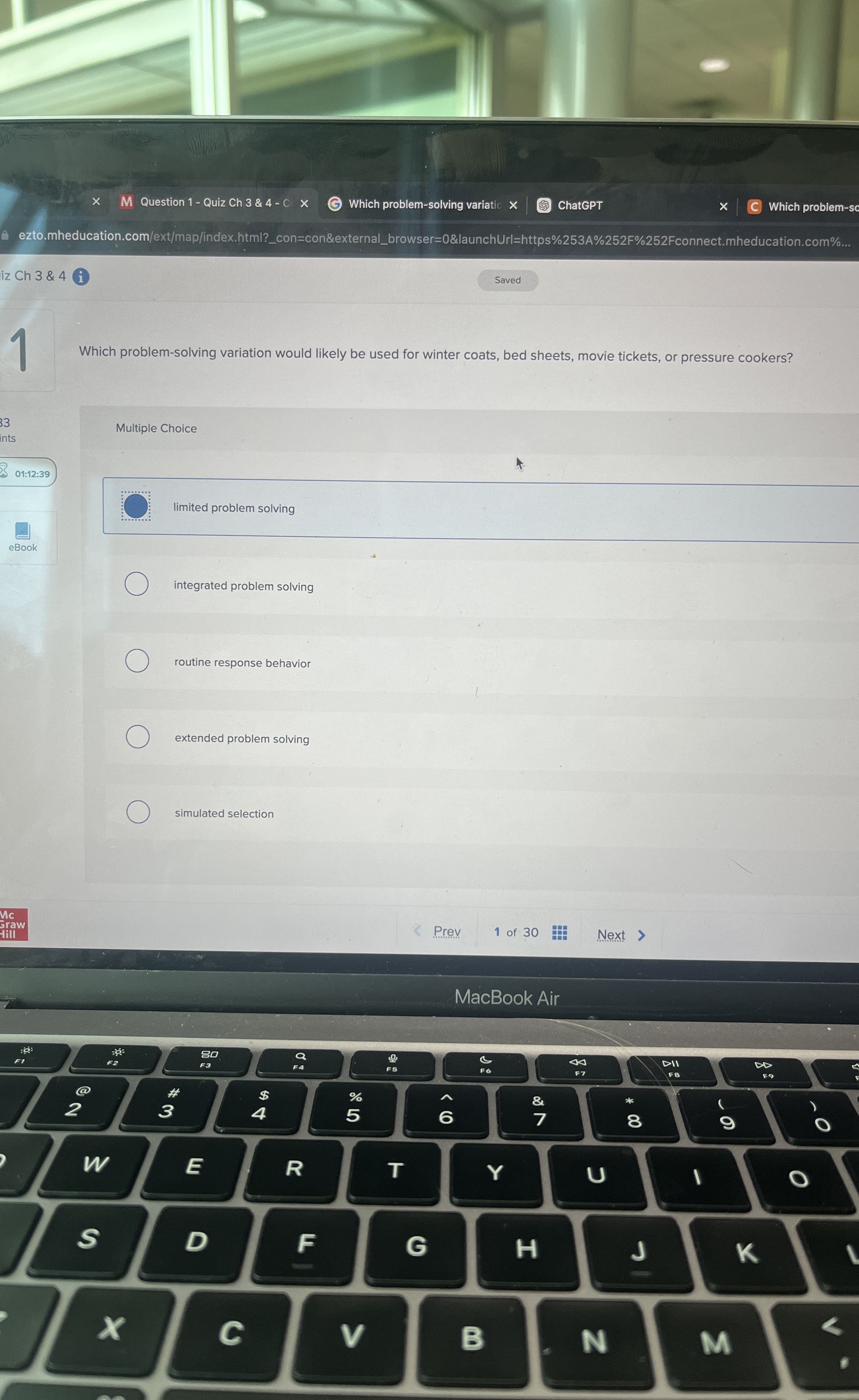  Which problem-solving variation would likely be used for winter coats, bed
