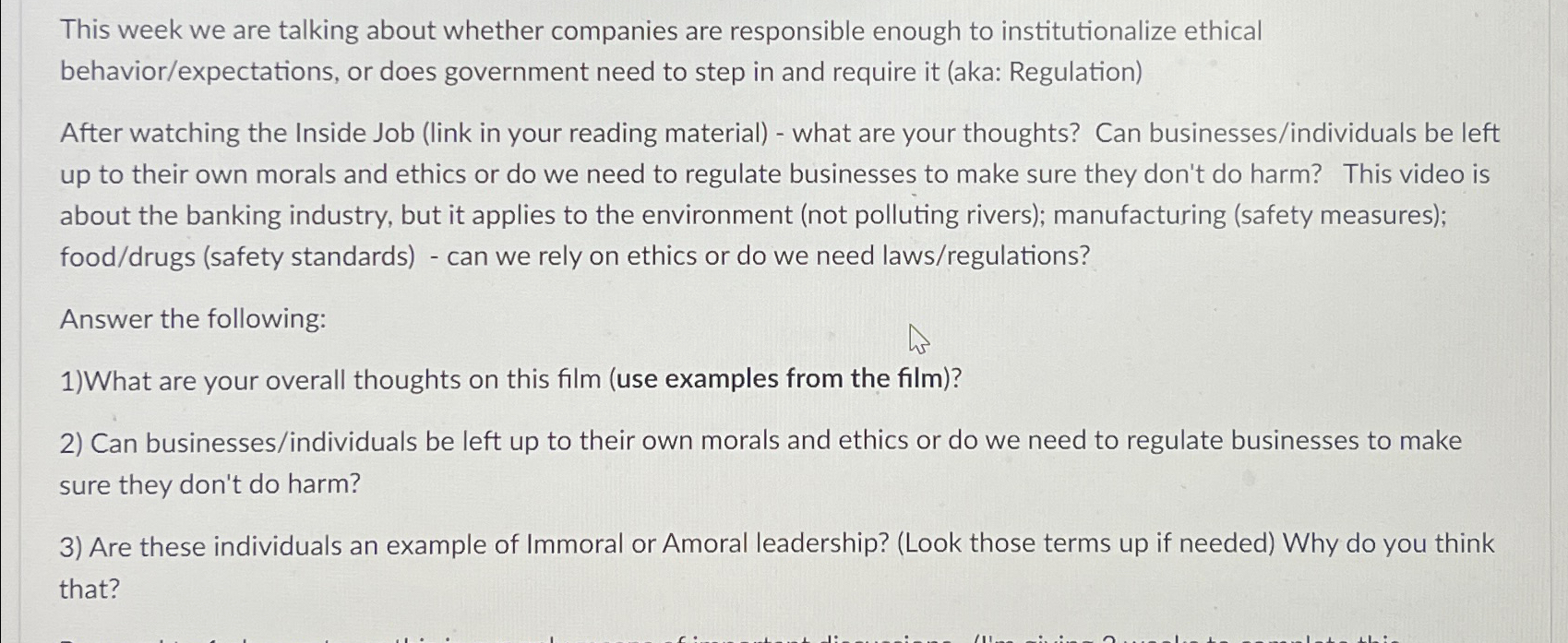  This week we are talking about whether companies are responsible enough