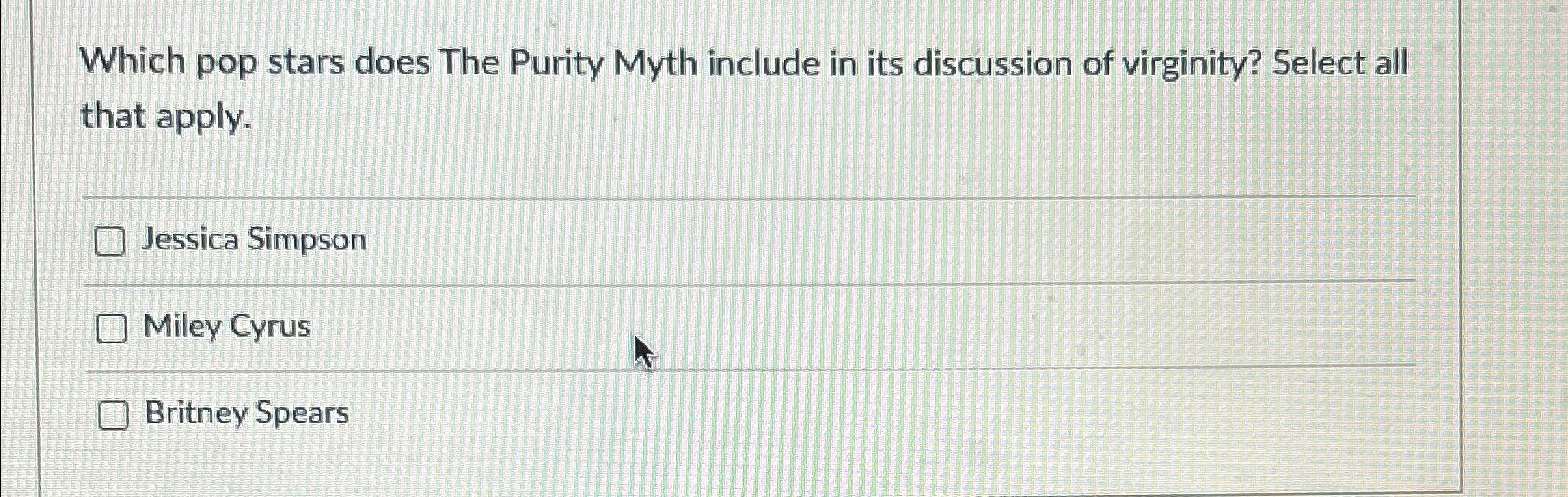  Which pop stars does The Purity Myth include in its discussion