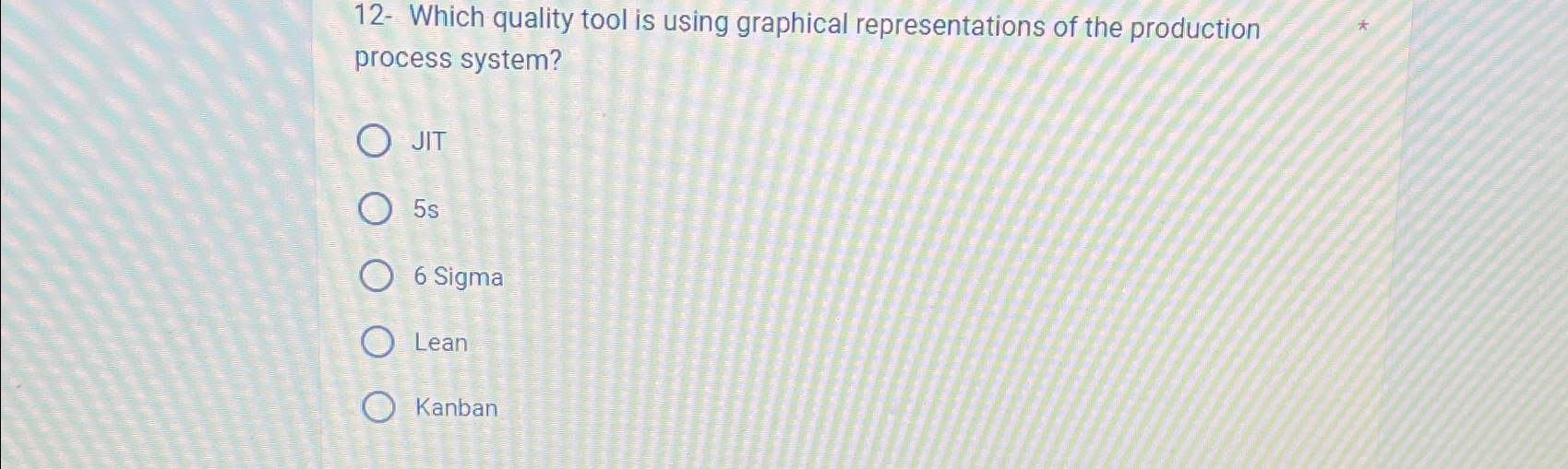  12- Which quality tool is using graphical representations of the production