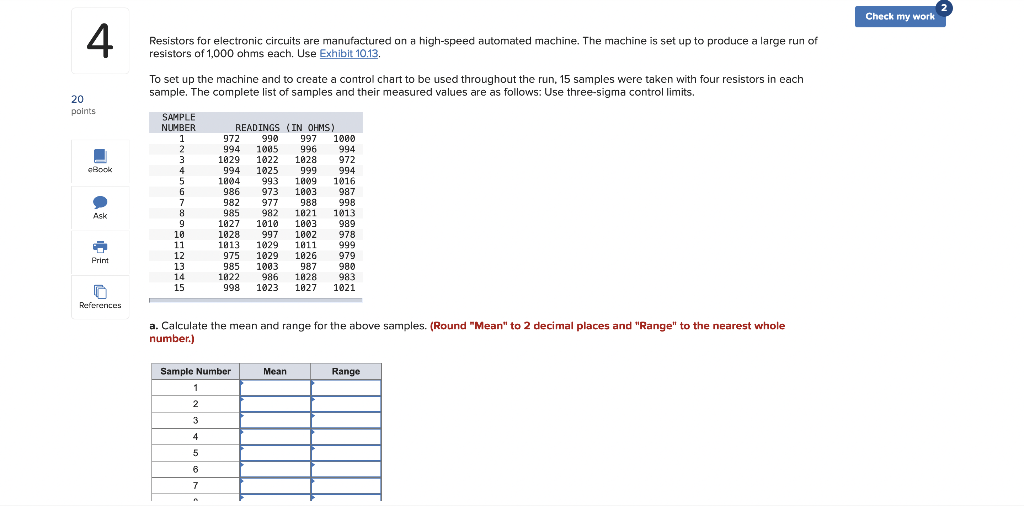  b. Determine X= and R . Note: Round your answers to