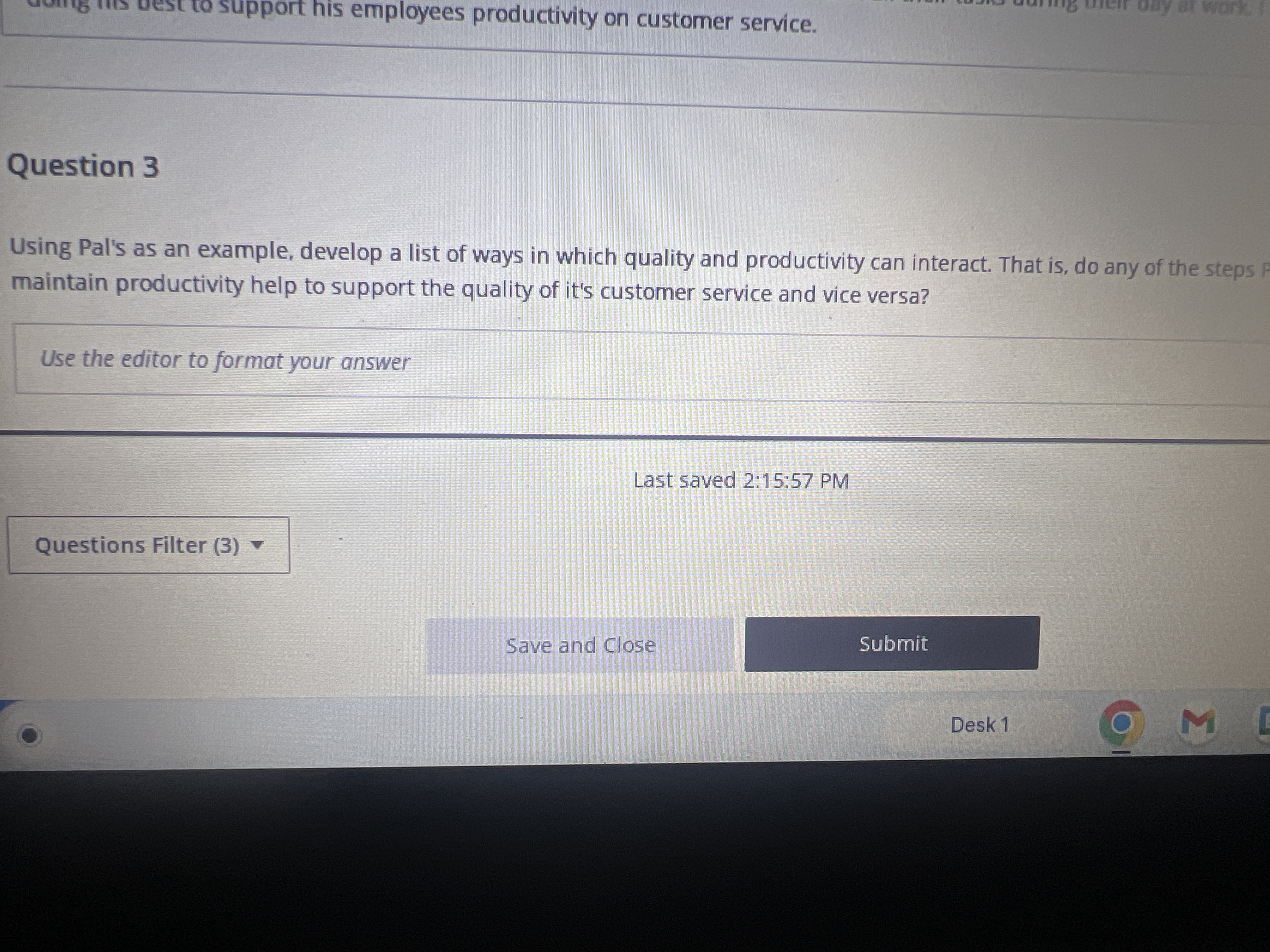  Question 3 Using Pal's as an example, develop a list of