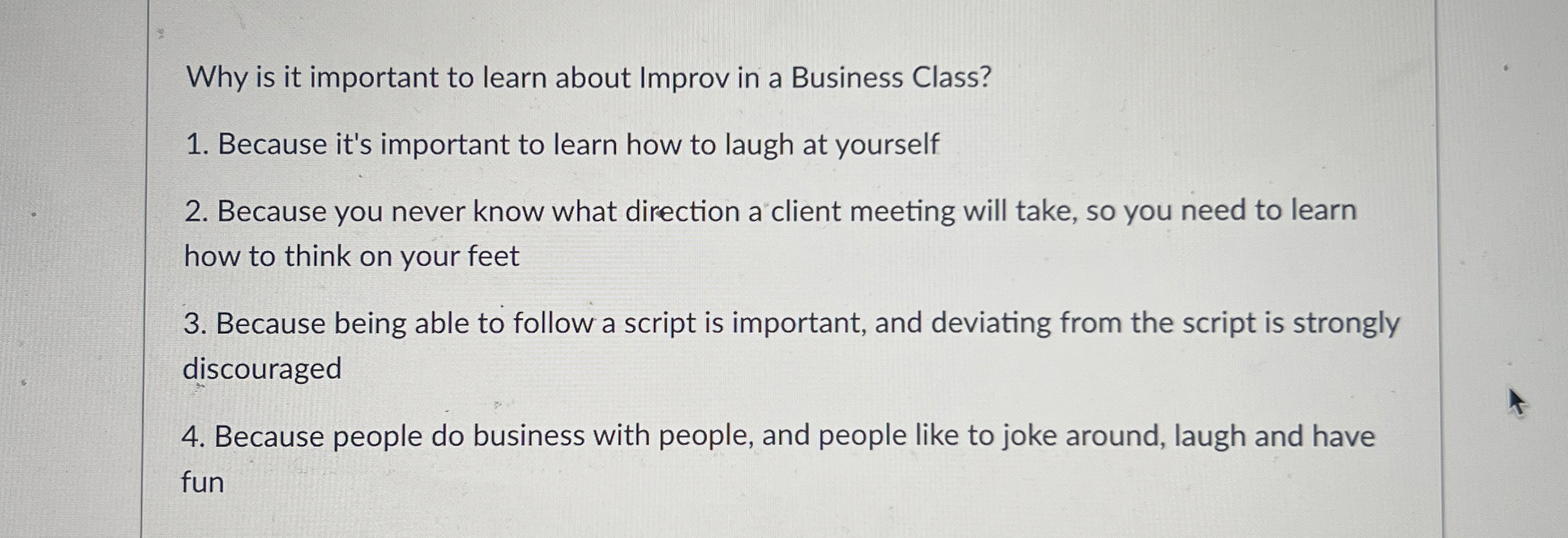  Why is it important to learn about Improv in a Business