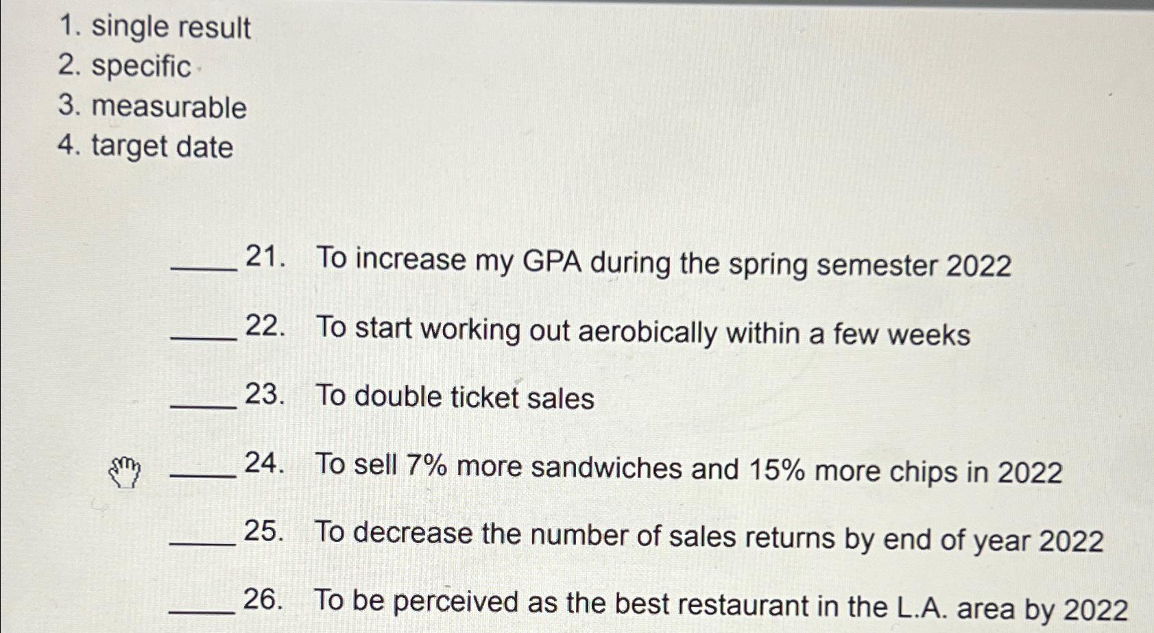  single result specific measurable target date To increase my GPA during