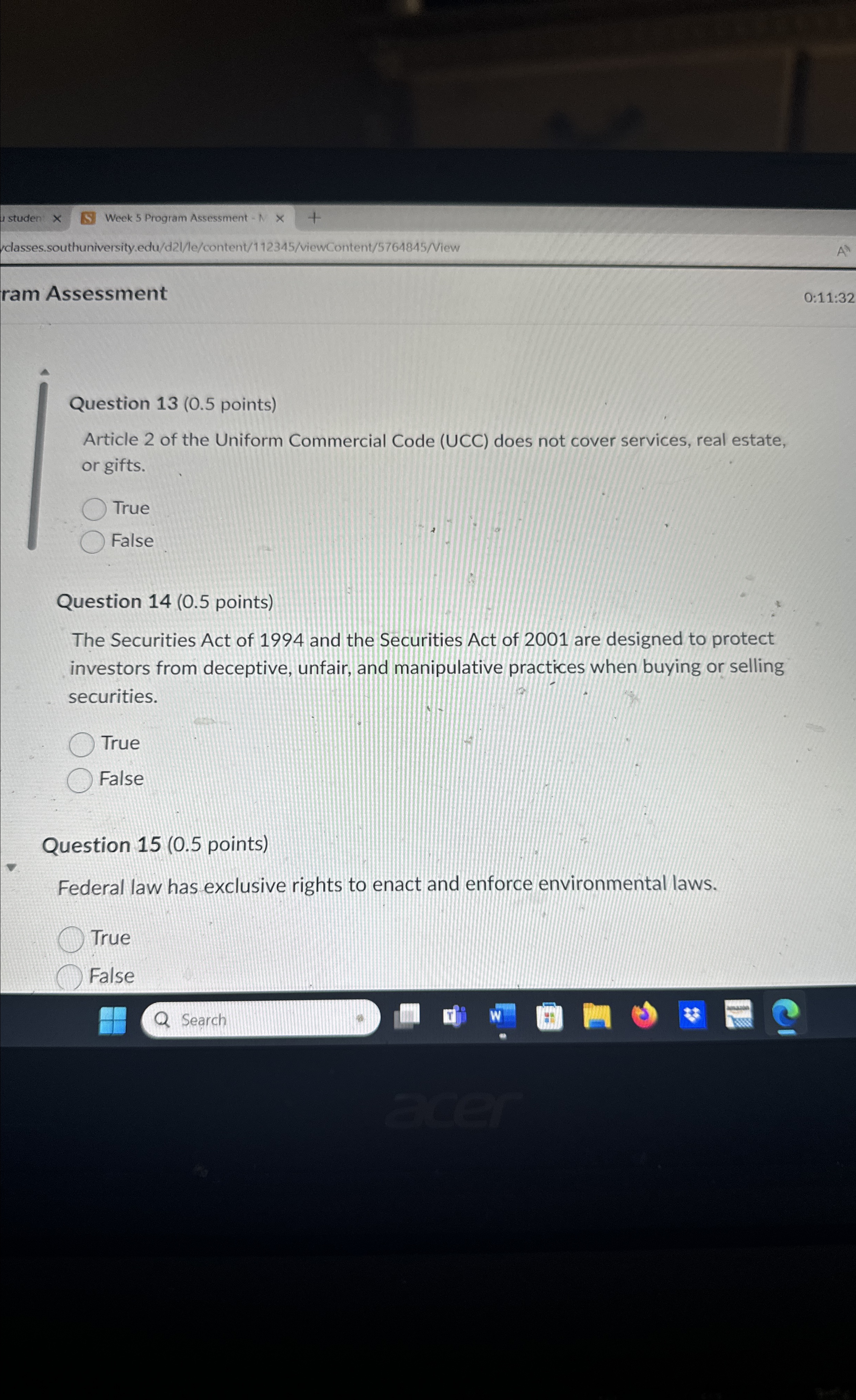  ustuden Week 5 Program Assessment dclasses.southuniversity.edu/d21/le/content/112345/viewContent/5764845/View A'' ram Assessment 0:11:32 Question