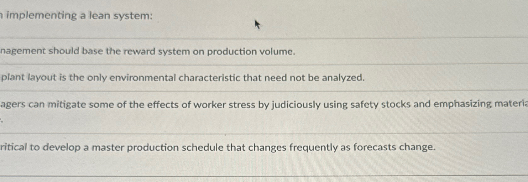  implementing a lean system: nagement should base the reward system on