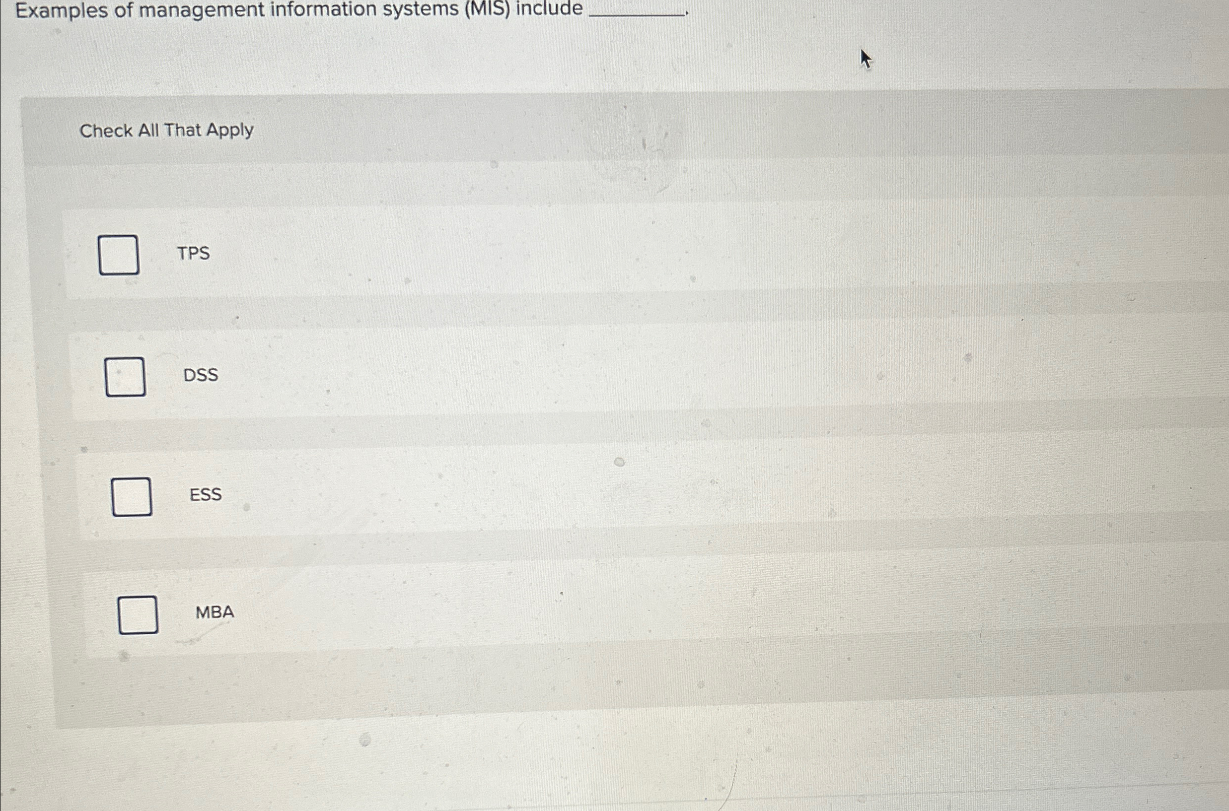  Examples of management information systems (MIS) include q, Check All That